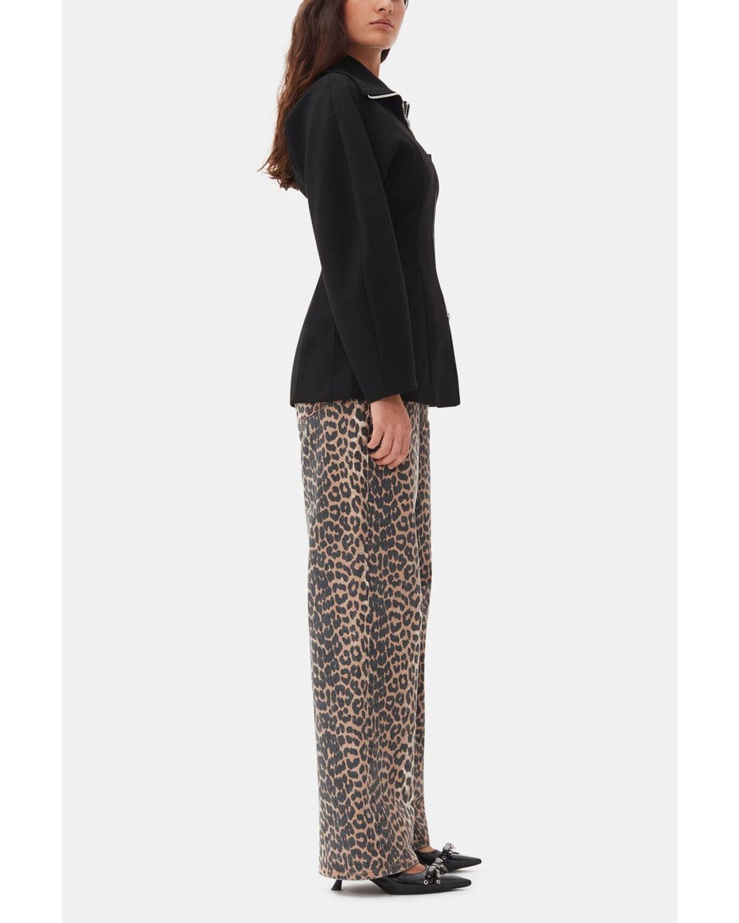 Ganni Black Bonded Crepe Curve Sleeve Jacket
