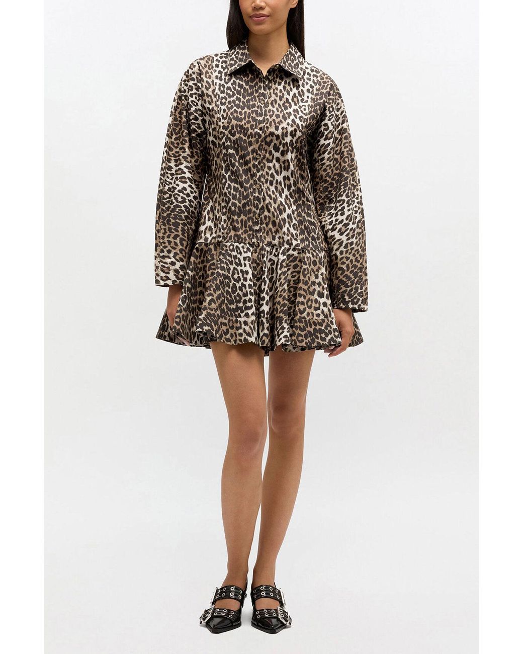 Ganni Multicolor Leopard Shirt Dress