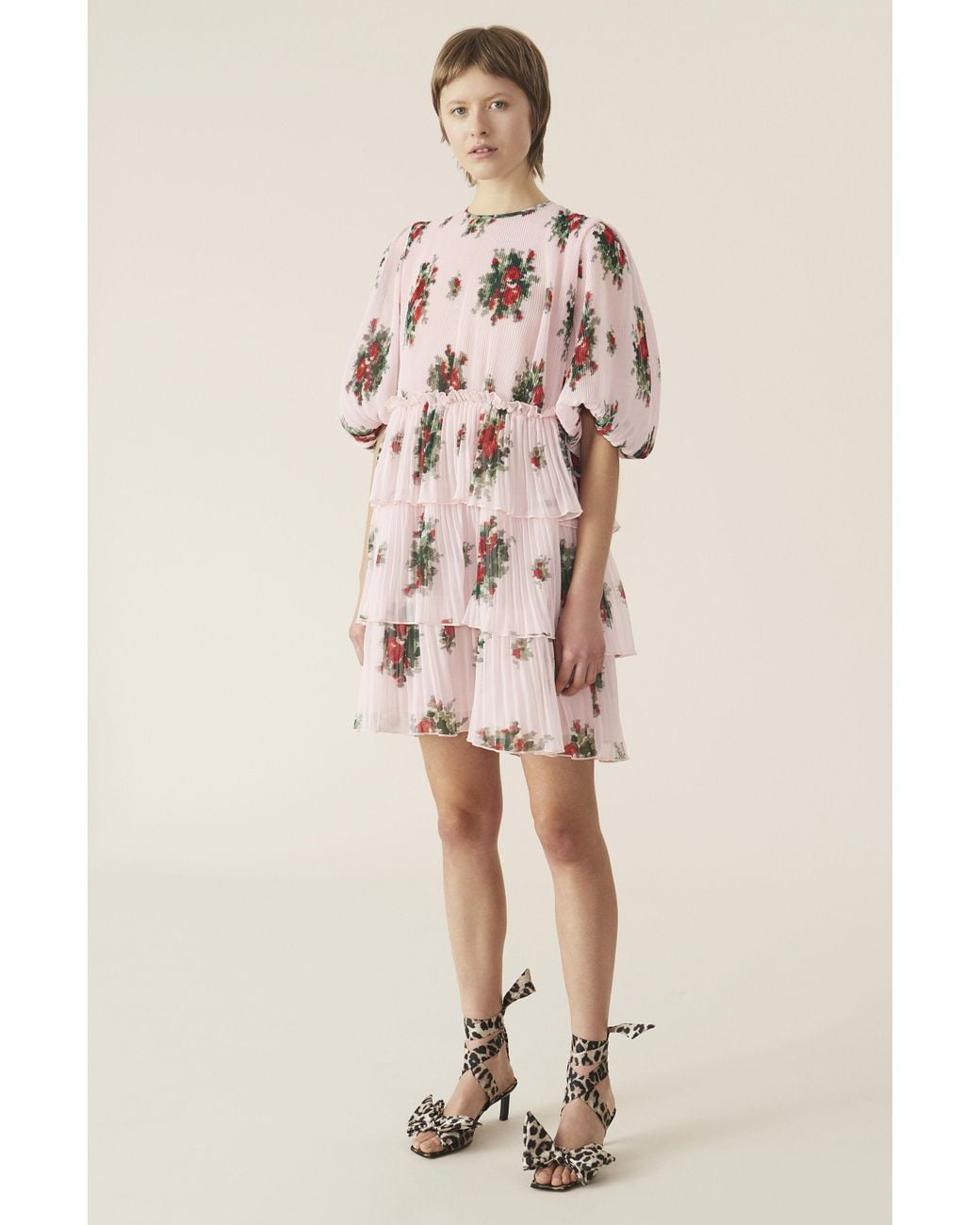 open lace back dress Ganni // Pleated Georgette Midi Dress – VSP Consignment main image 0