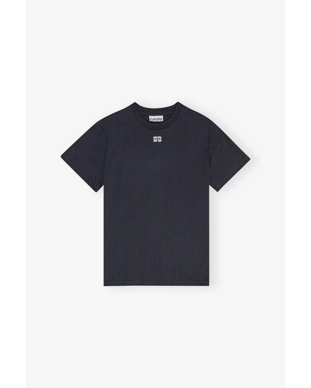 Ganni Dark Relaxed Rhinestone T-Shirt in Blue | Lyst