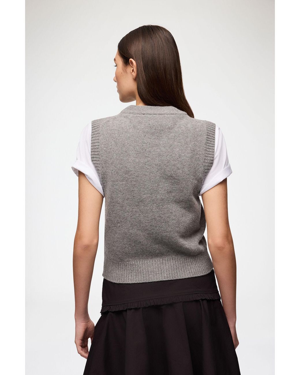 Ganni Gray Knit Vest With Flowers