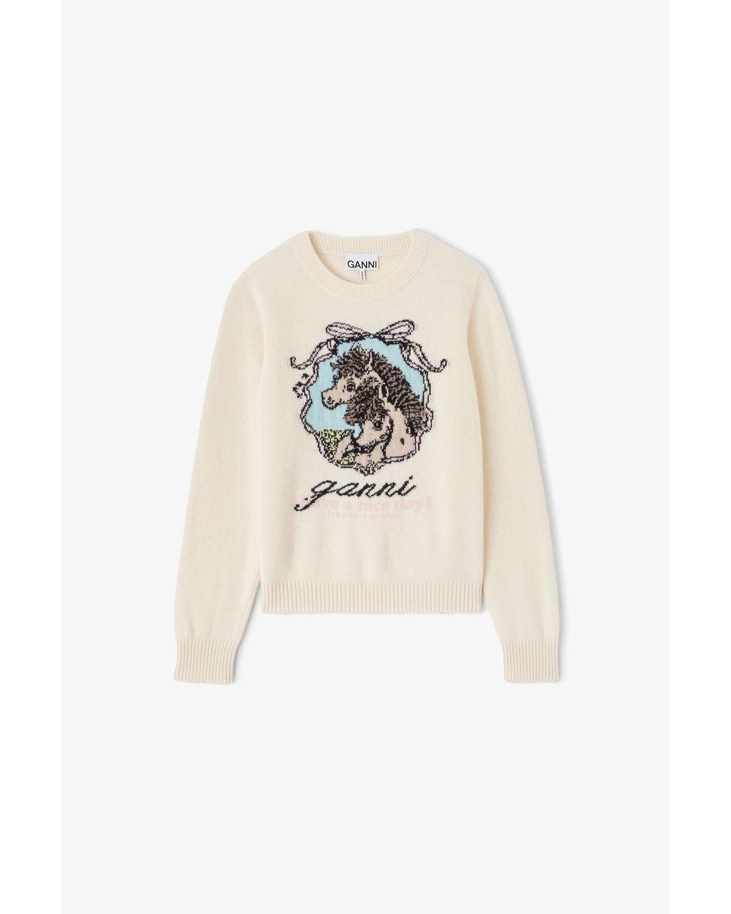 Ganni White Jumper With Horses