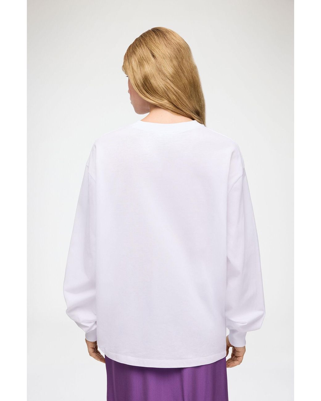 Ganni White Long-Sleeve T-Shirt With Mushroom Teddy