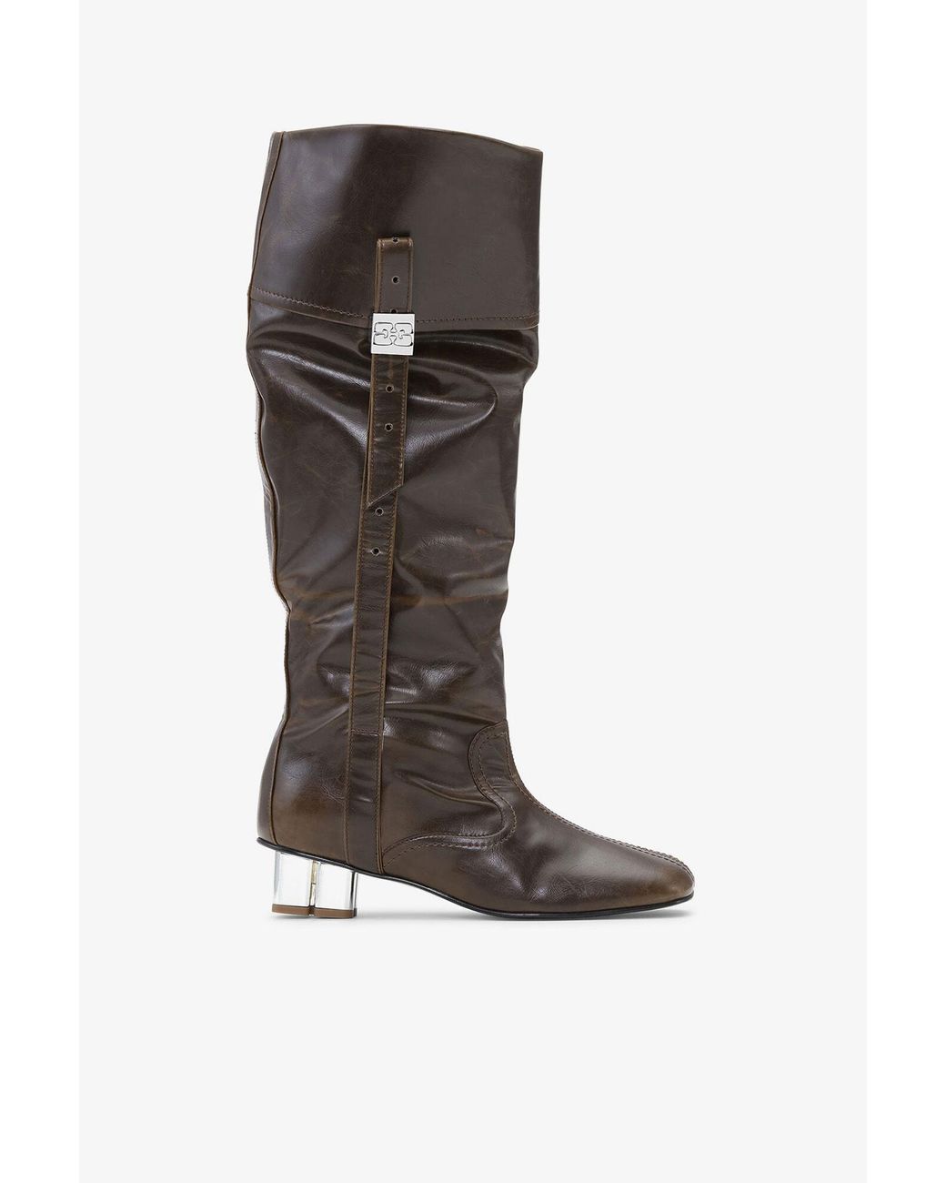 Ganni Gray Slouchy Knee Boots