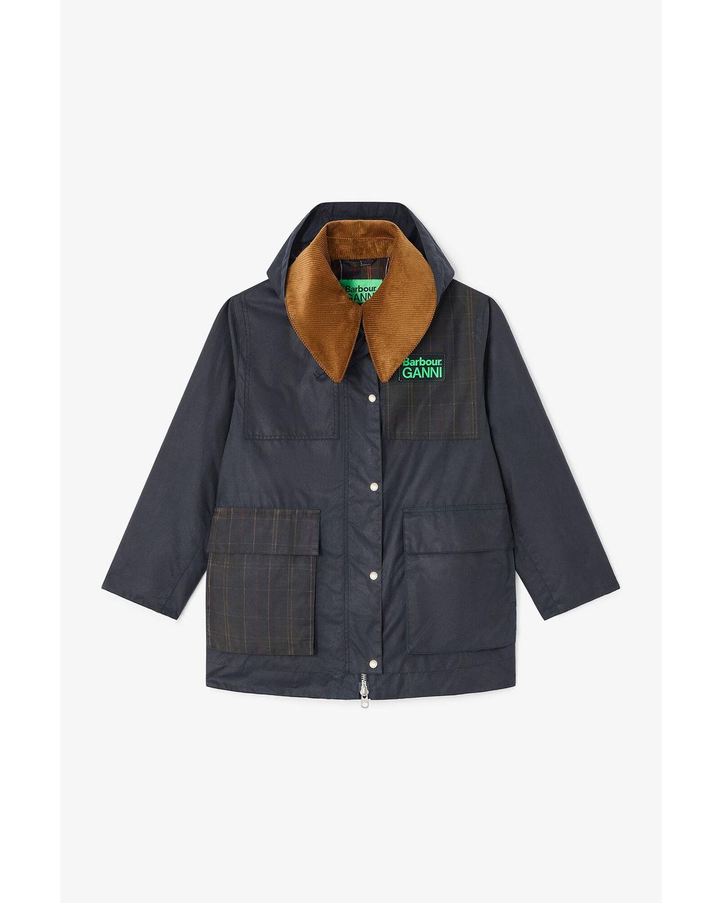 Ganni Blue X Barbour Waxed Jacket