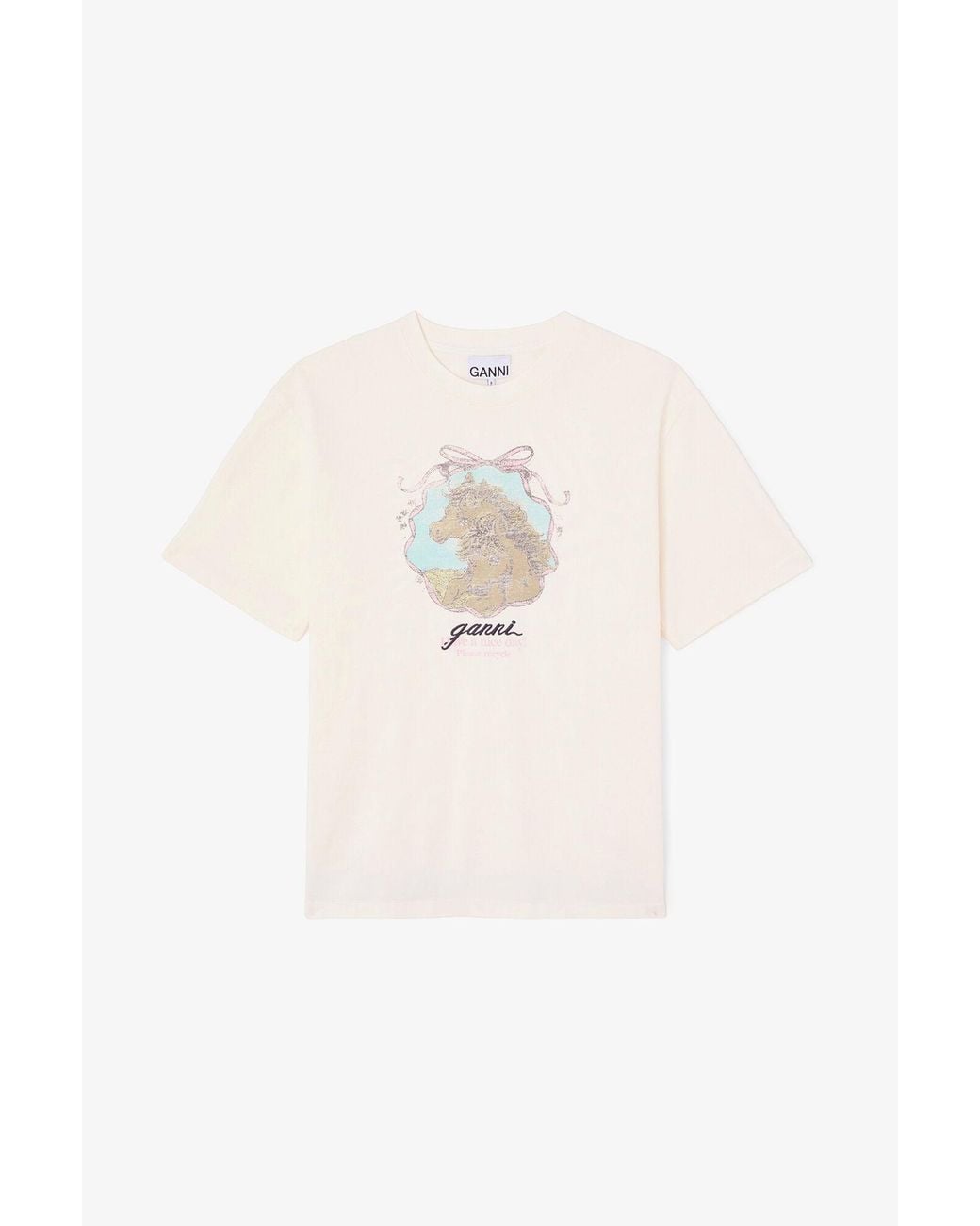 Ganni White T-Shirt With Horses