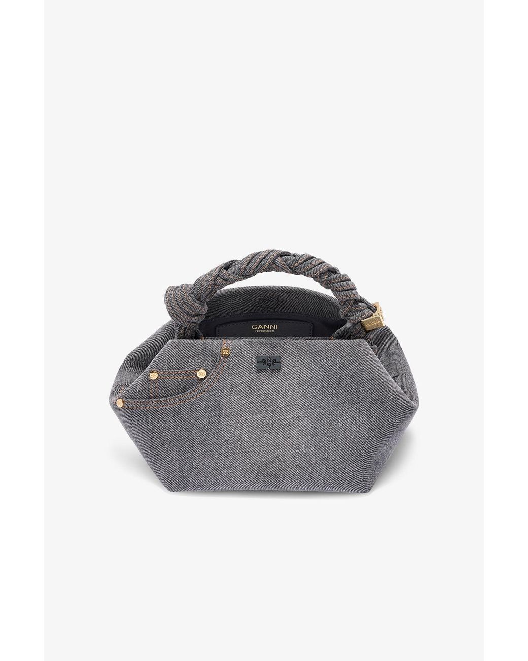 Ganni Gray Washed Small Bou Bag