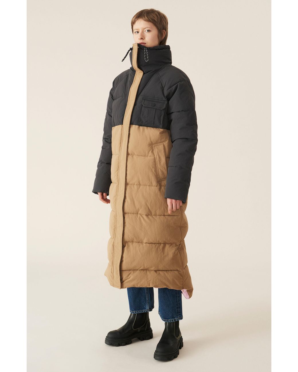 ganni oversized coat tech down