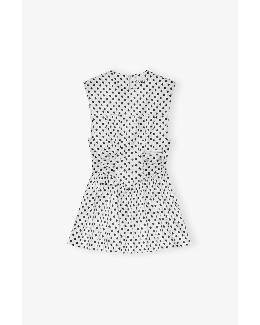Ganni White Polka-Dot Satin Corset Mini Dress
