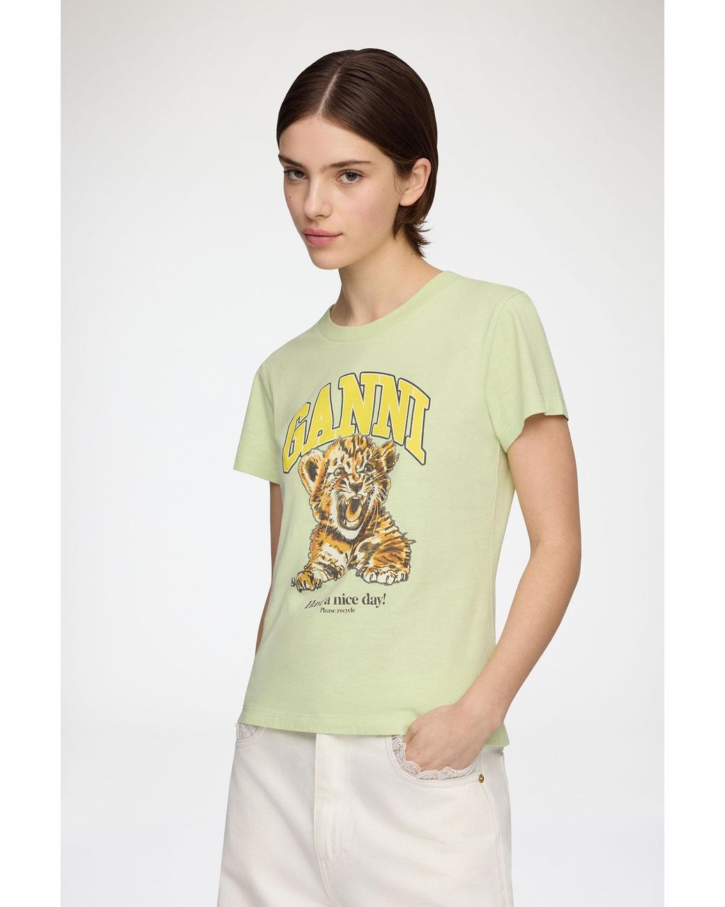 Ganni Multicolor Baby Fit T-Shirt With Tiger