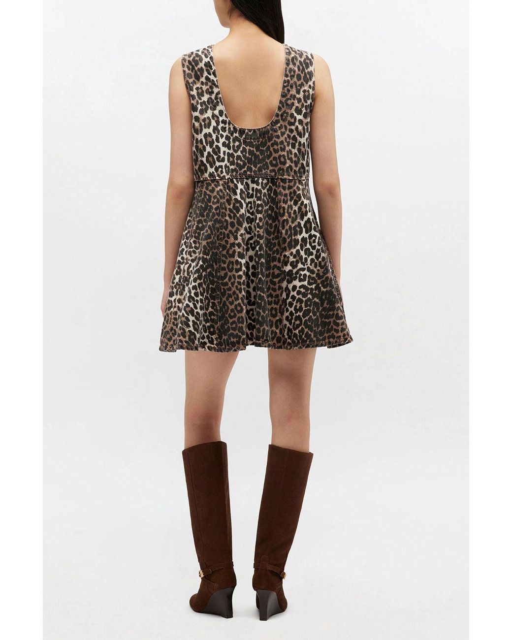 Ganni Multicolor Leopard Denim Mini Dress
