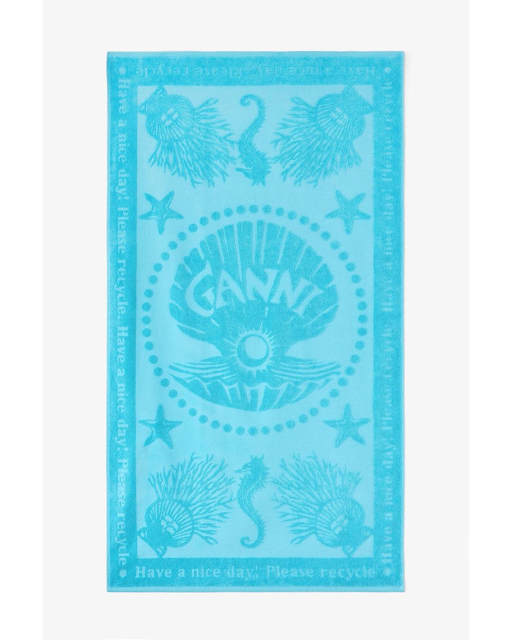 Ganni Blue Beach Towel In