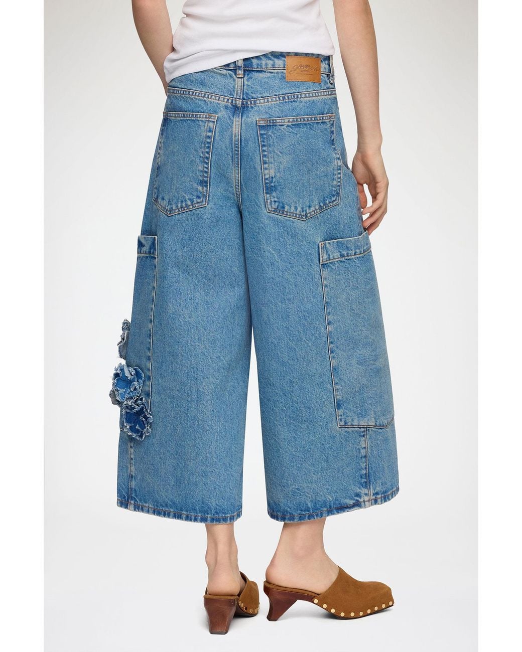 Ganni Blue Baggy Cropped Jeans