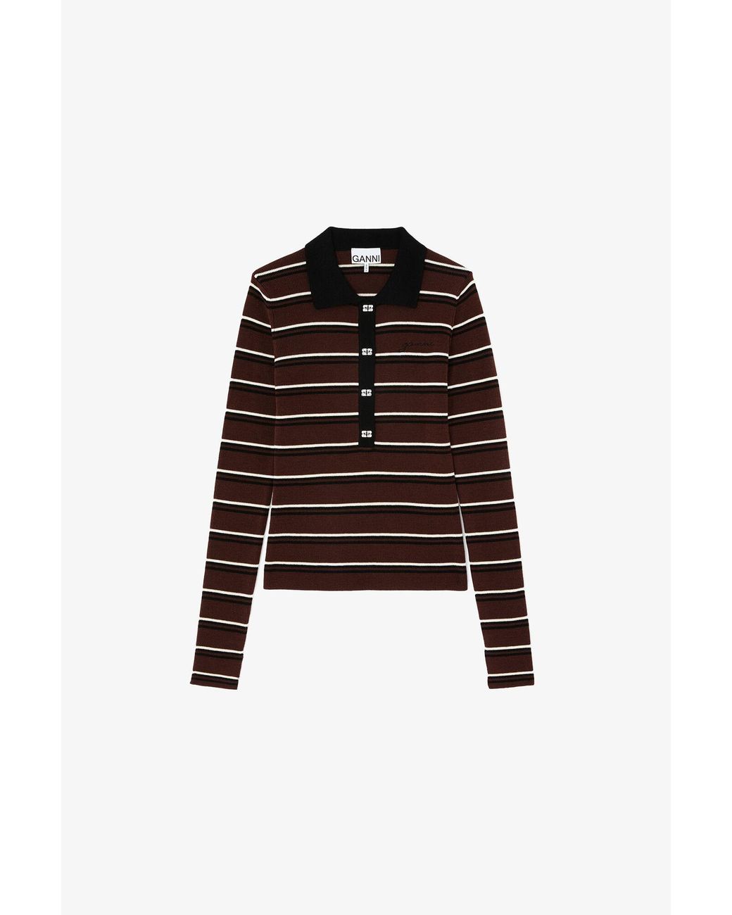 Ganni Black Polo Shirt