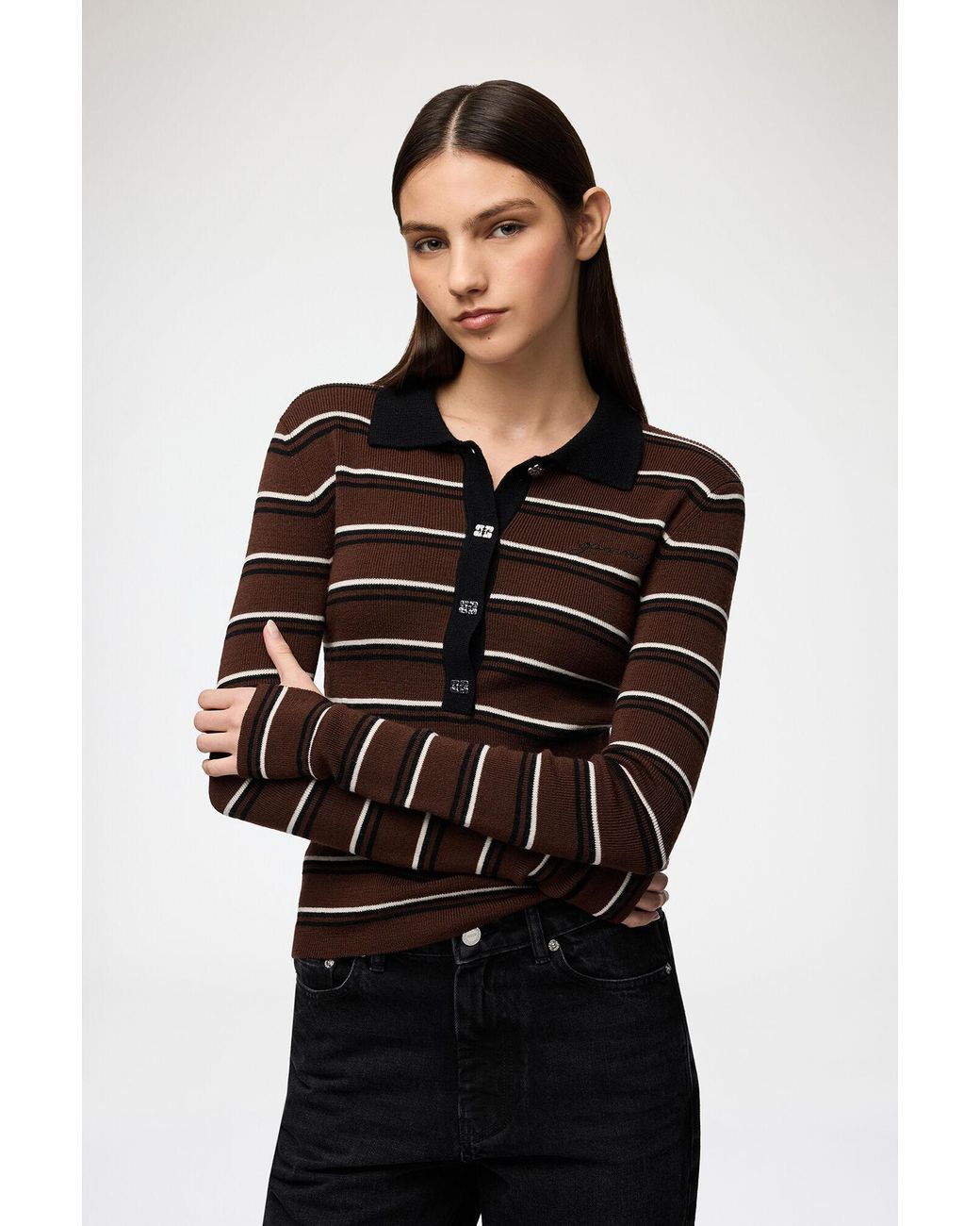 Ganni Black Polo Shirt