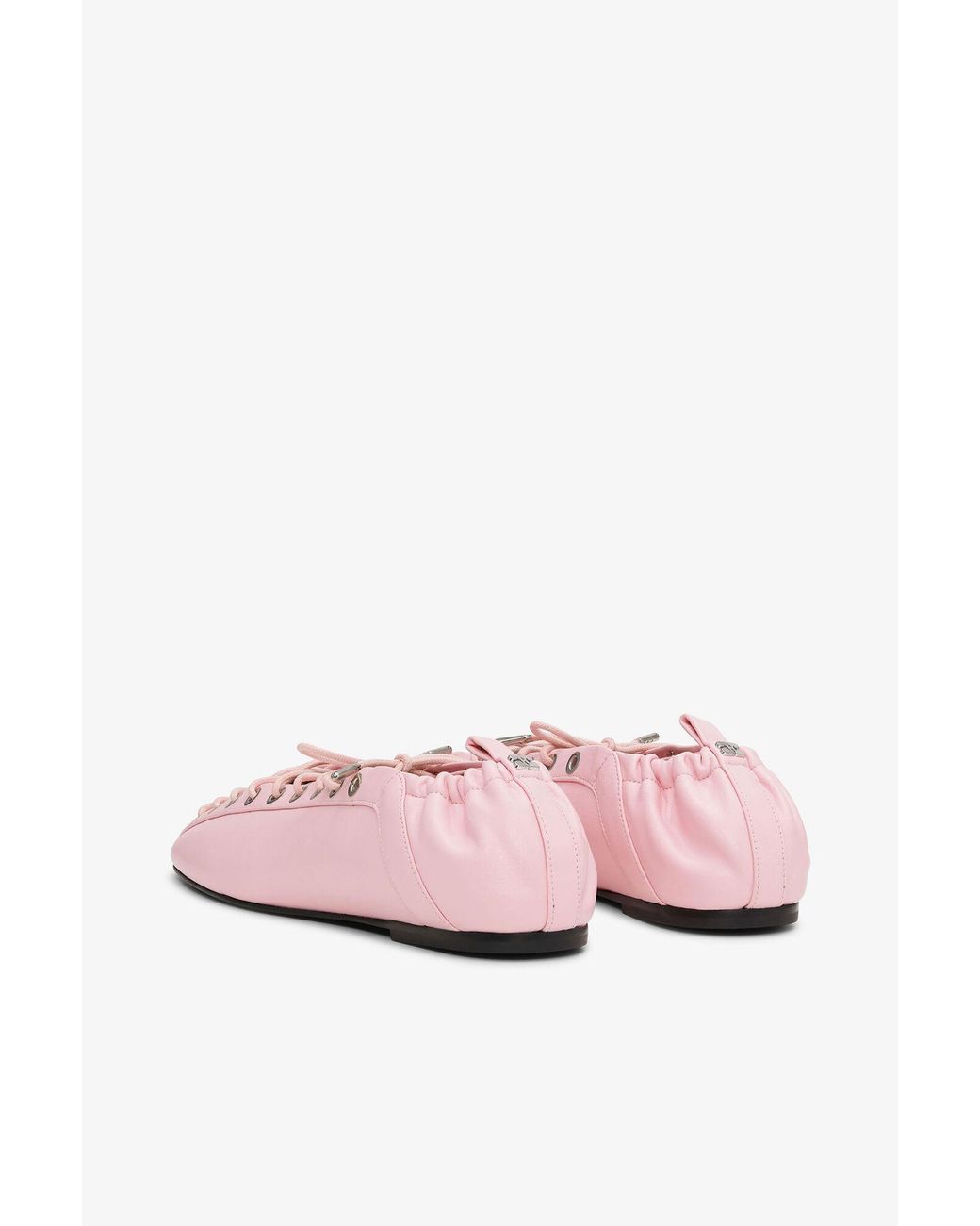 Ganni Pink Lace-Up Ballerinas
