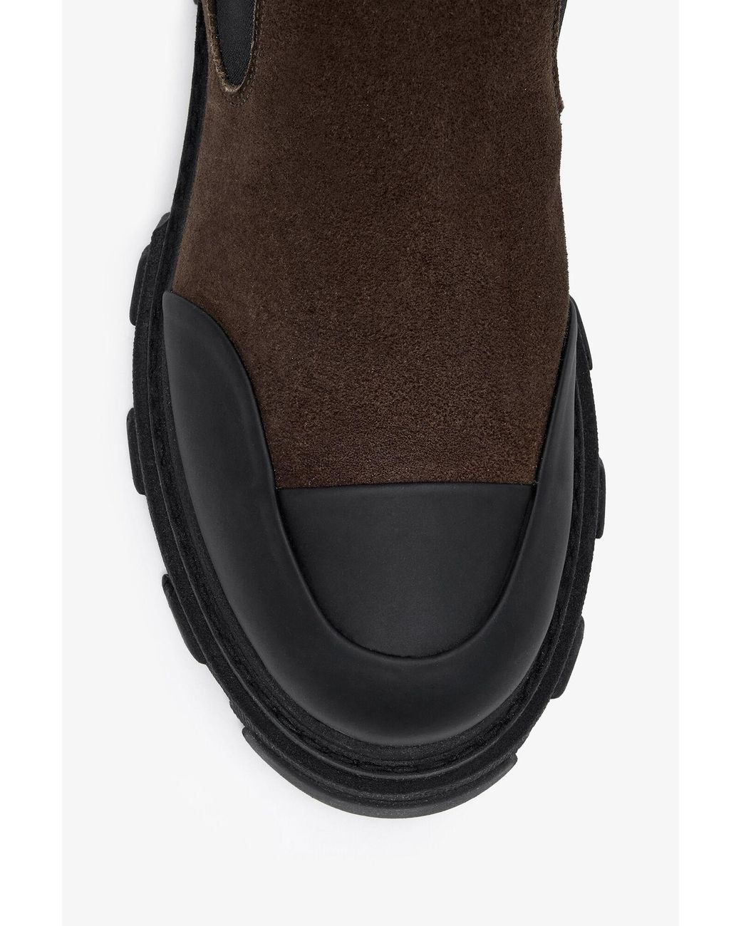 Ganni Black Cleated Mid Chelsea Boots In