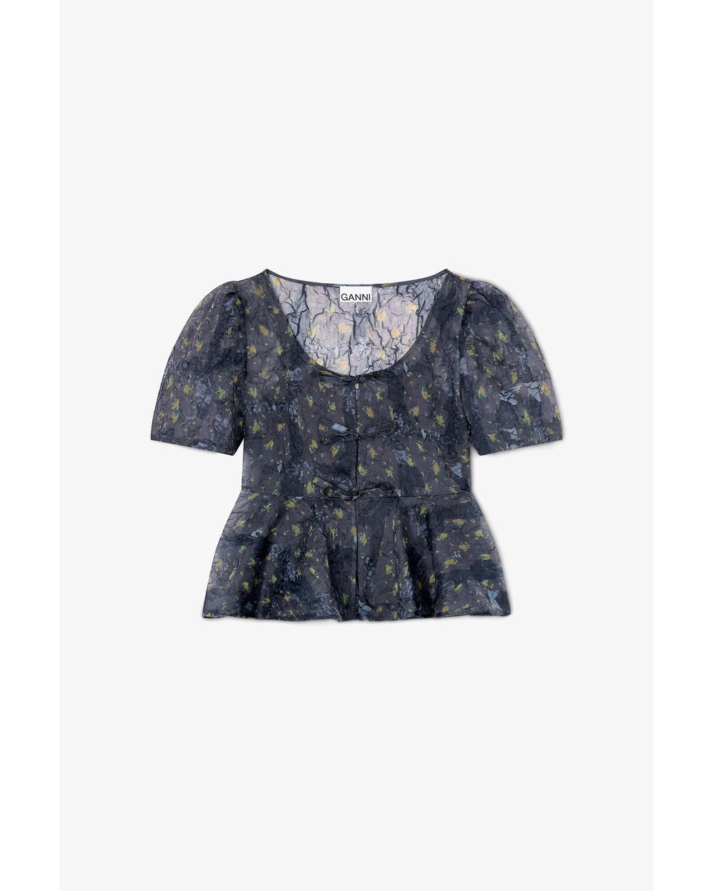 Ganni Blue Peplum Blouse