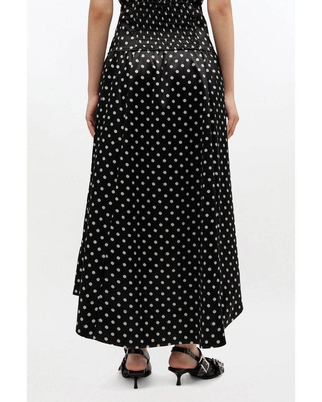 Jupe Corset En Satin À Pois Ganni en coloris White