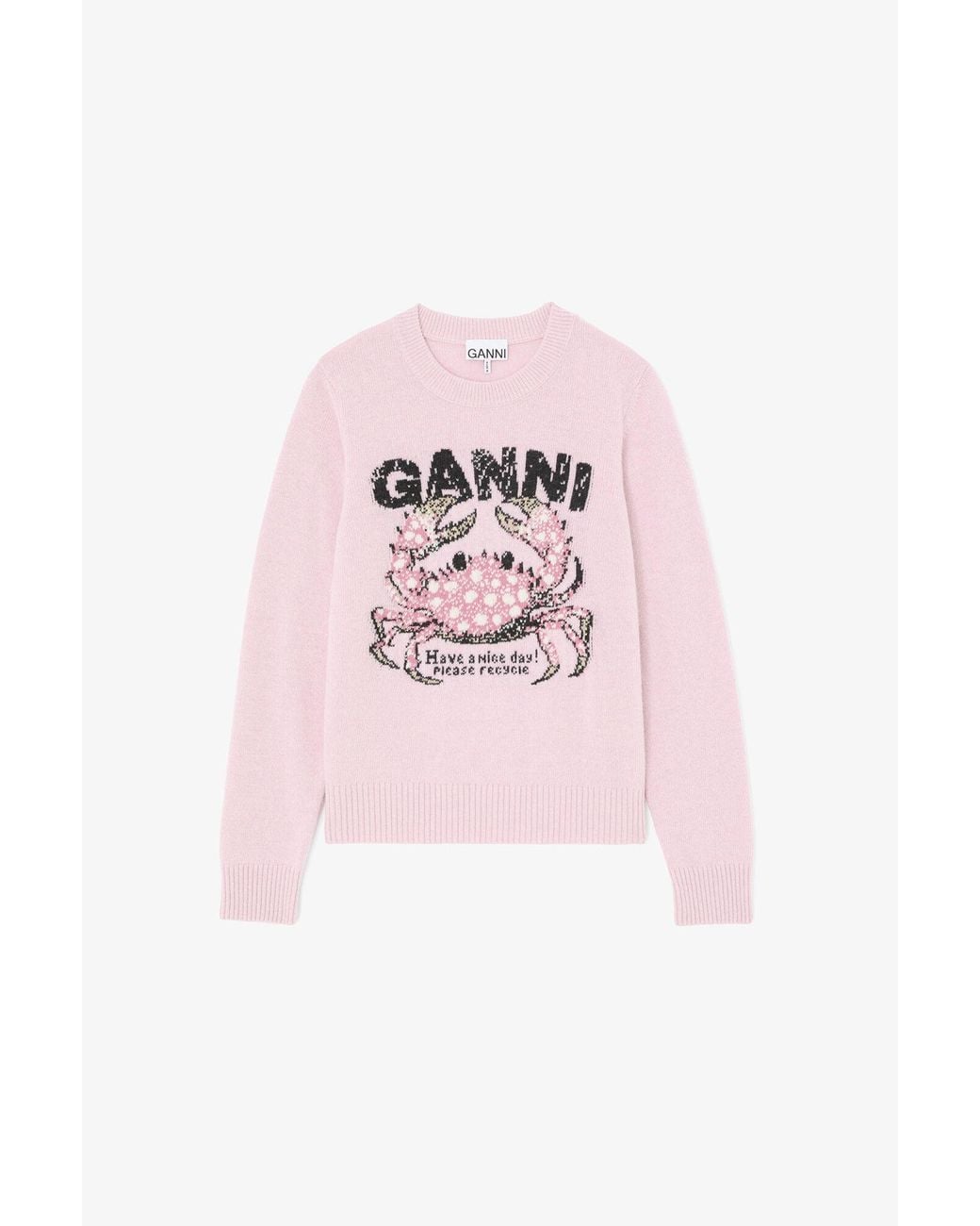 Ganni Pink Jumper With Crab