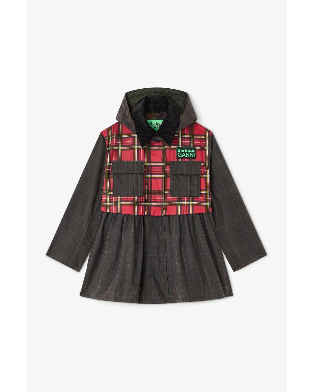Ganni Red X Barbour Peplum Wax Jacket