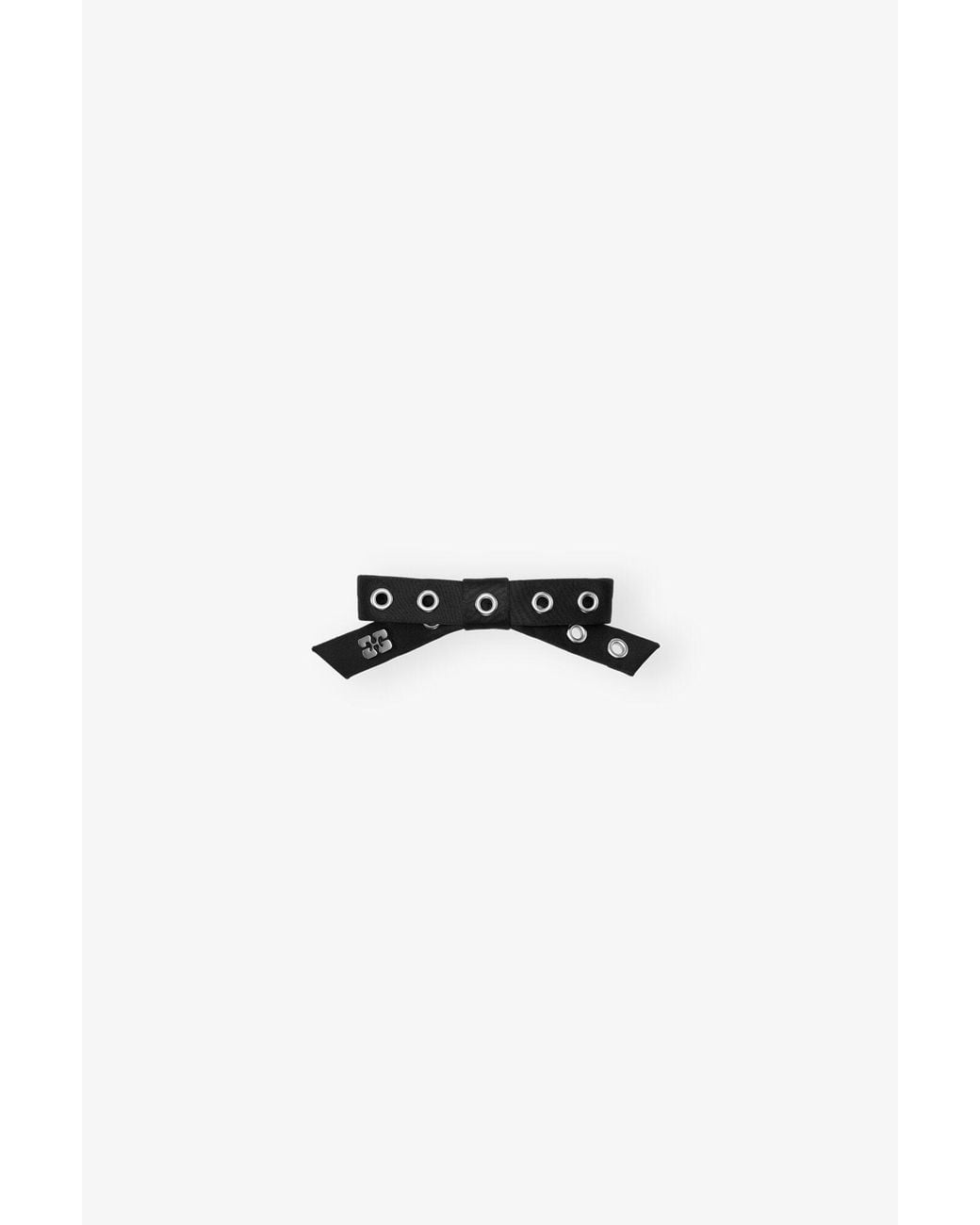 Ganni Eyelet Bow Barrette in Black | Lyst