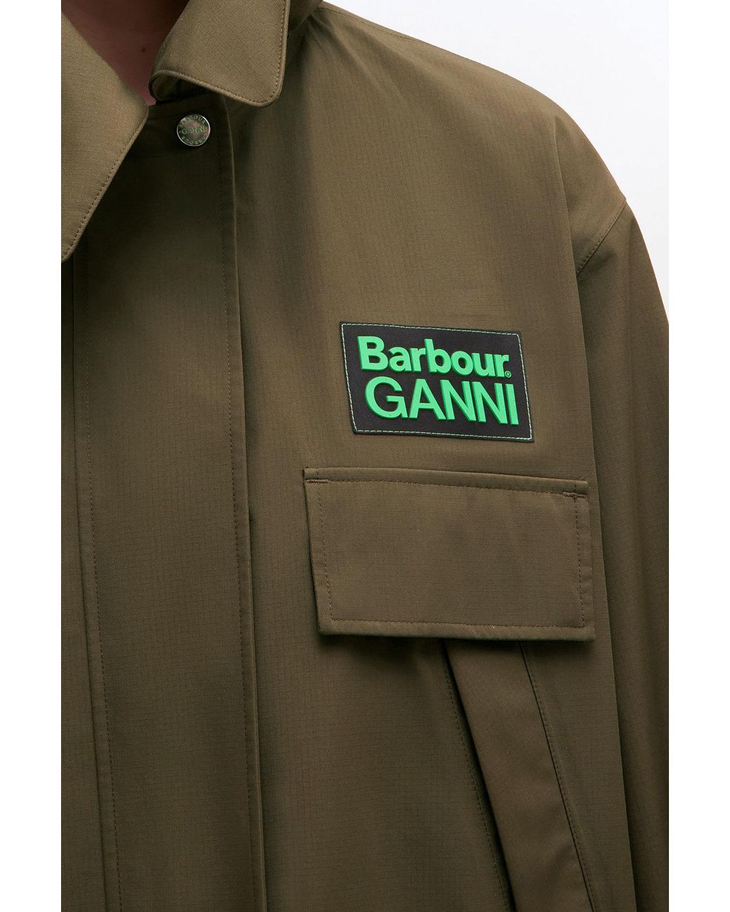 Ganni Green X Barbour Long Coat