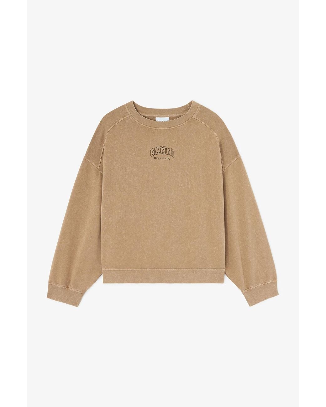 Ganni Natural Sweatshirt With Washed Effect