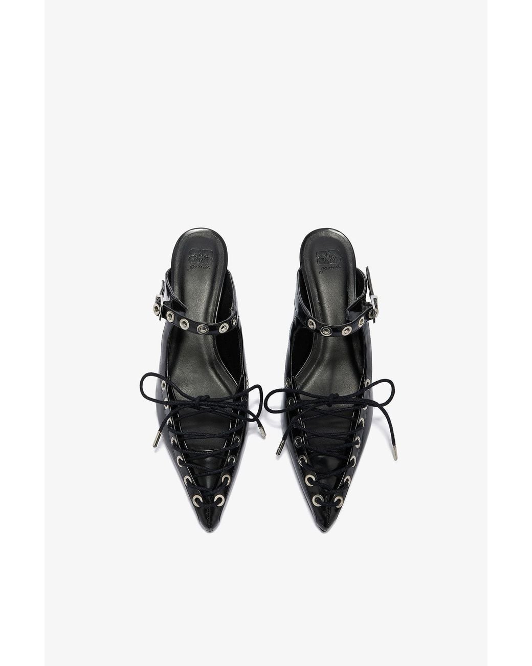 Ganni White Lace-Up Mules