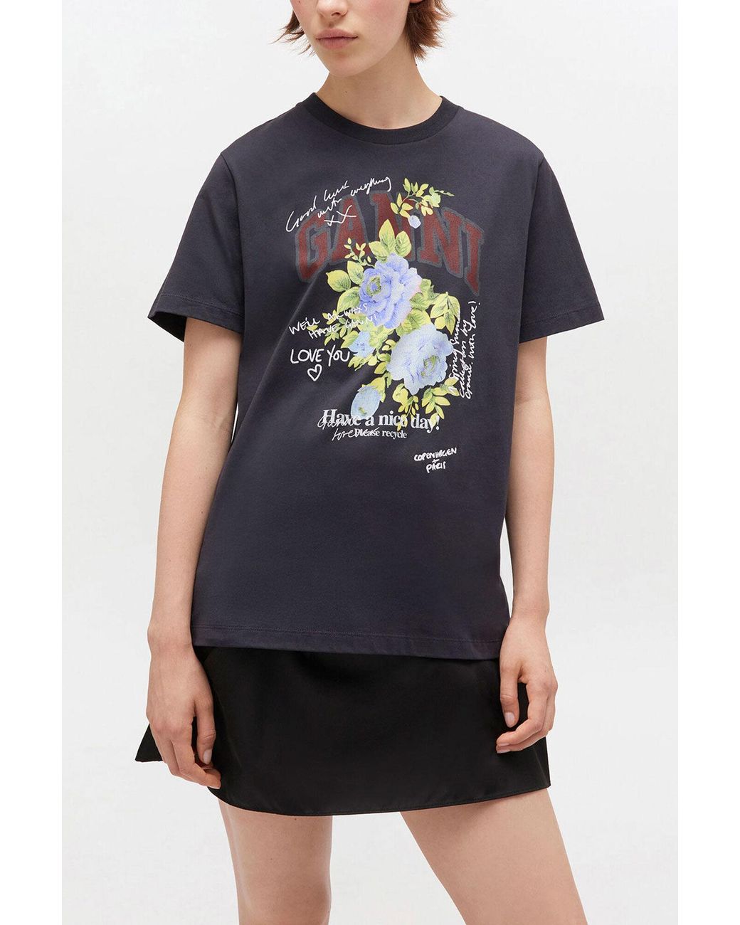 Ganni Blue Rose T-Shirt