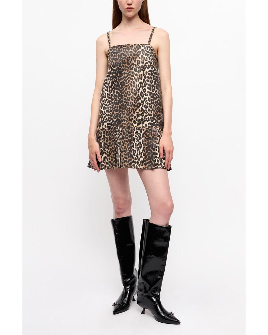 Ganni Natural Leopard Foil Dress