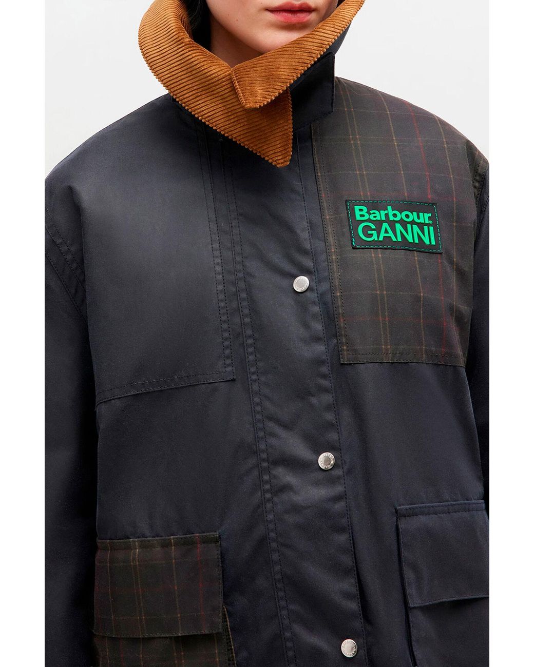Ganni Blue X Barbour Waxed Jacket