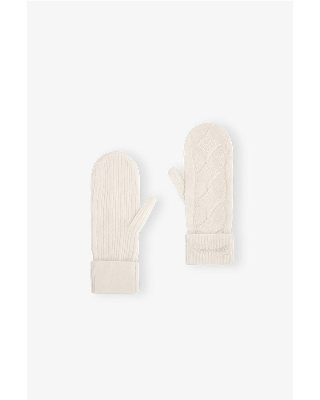 Ganni Black Ivory Cashmere Mix Mittens