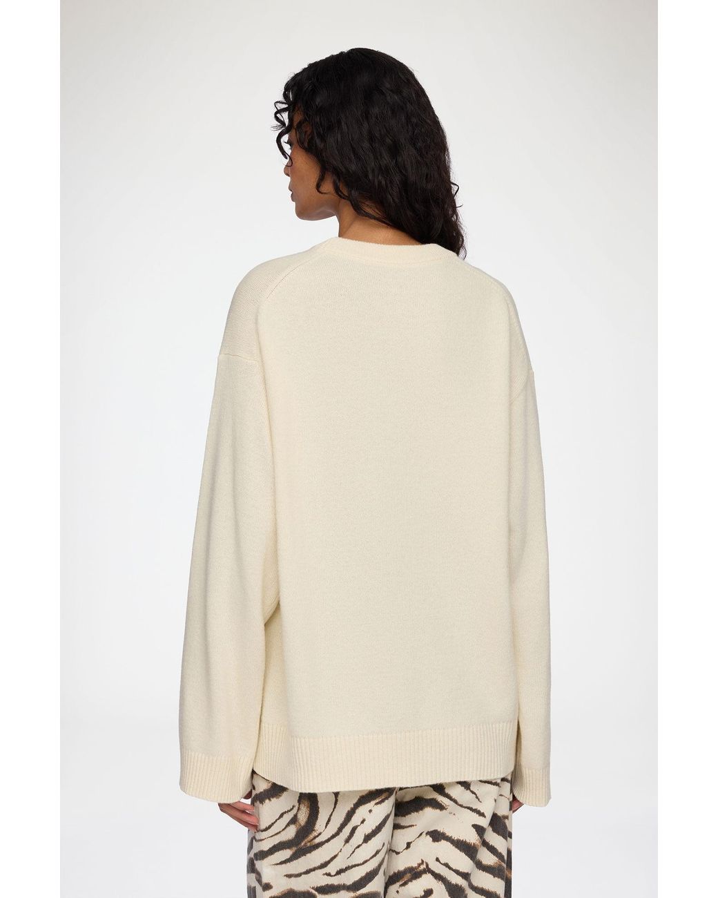Ganni Gray Oversized Jumper With Strawberry