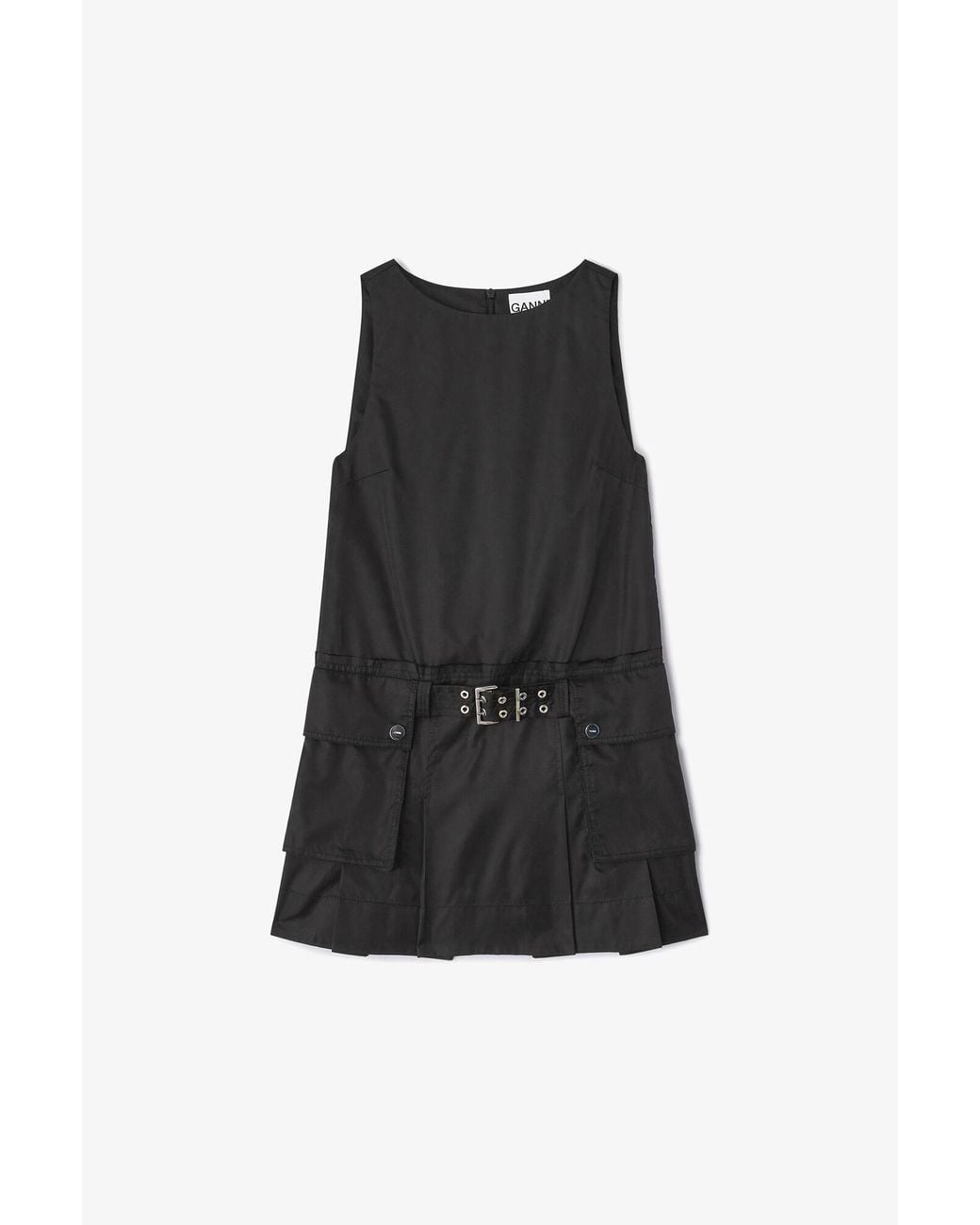 Ganni Black Duchesse Nylon Mini Dress