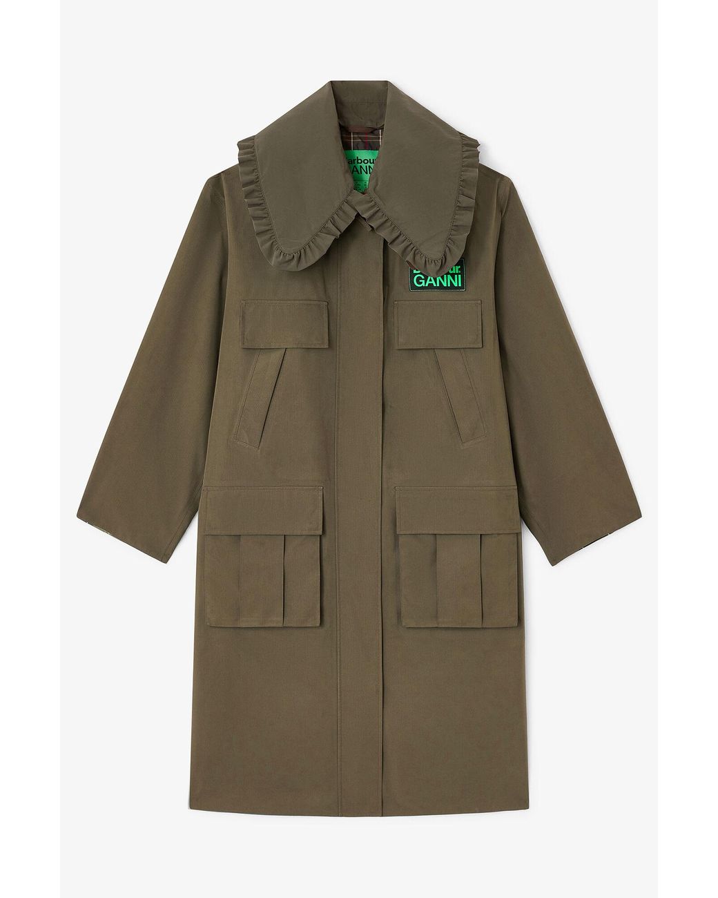 Ganni Green X Barbour Long Coat