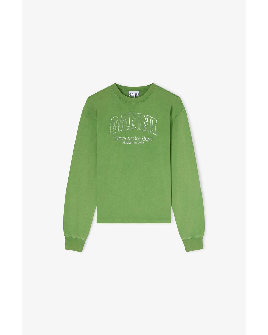 Ganni Green Daisy Duck Long-Sleeve T-Shirt