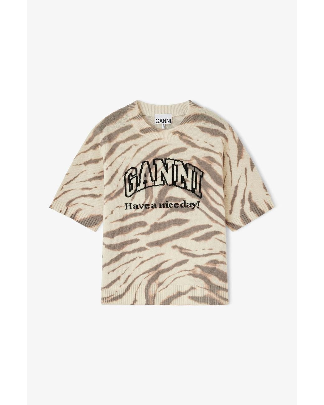 Ganni Natural Short Sleeve Jumper