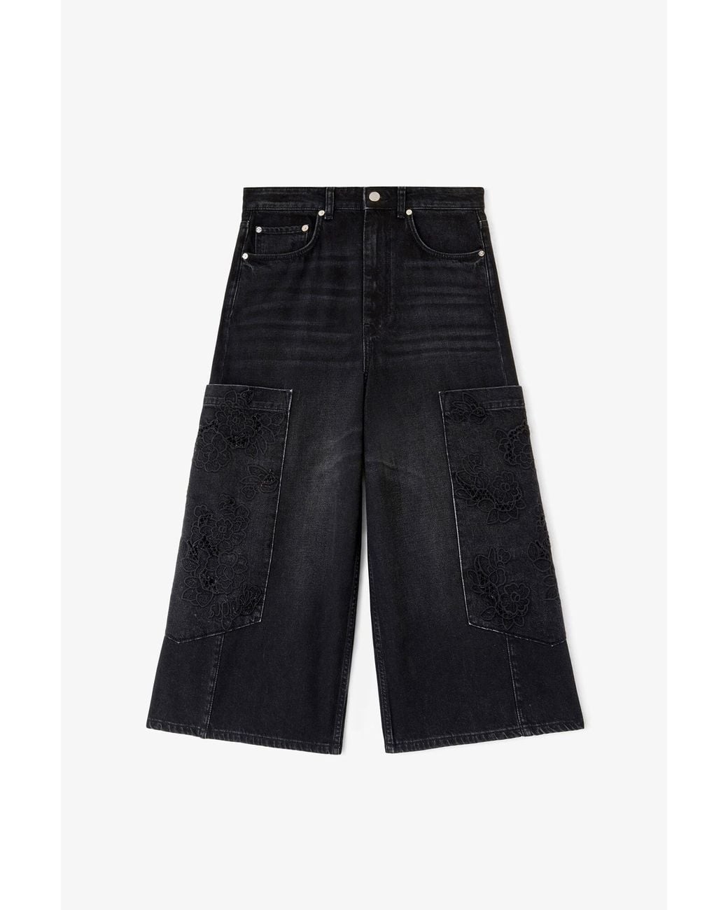 Ganni Red Cropped Cargo Jeans
