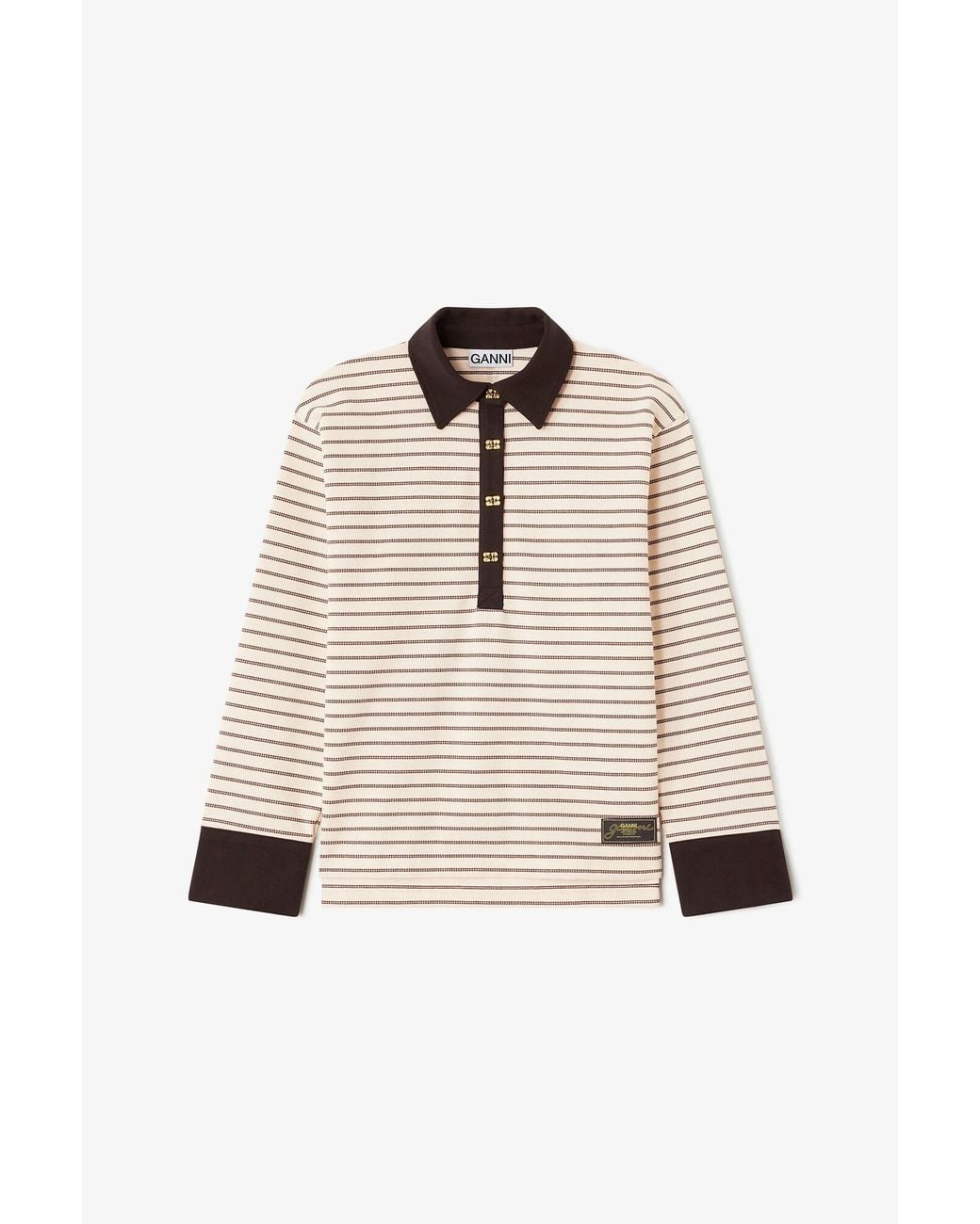 Ganni Natural Polo Shirt