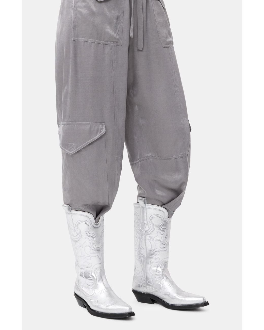 Ganni Metallic Embroidered Western Boot