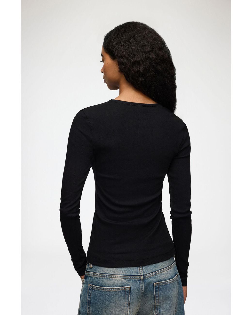 Ganni Blue Rib Long-Sleeve