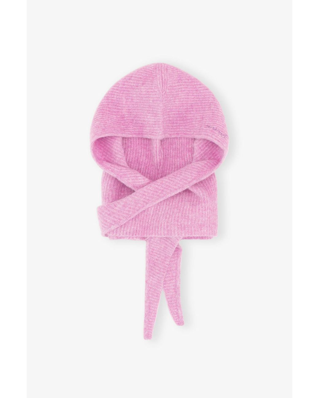 Ganni Pink Soft Wool Balaclava