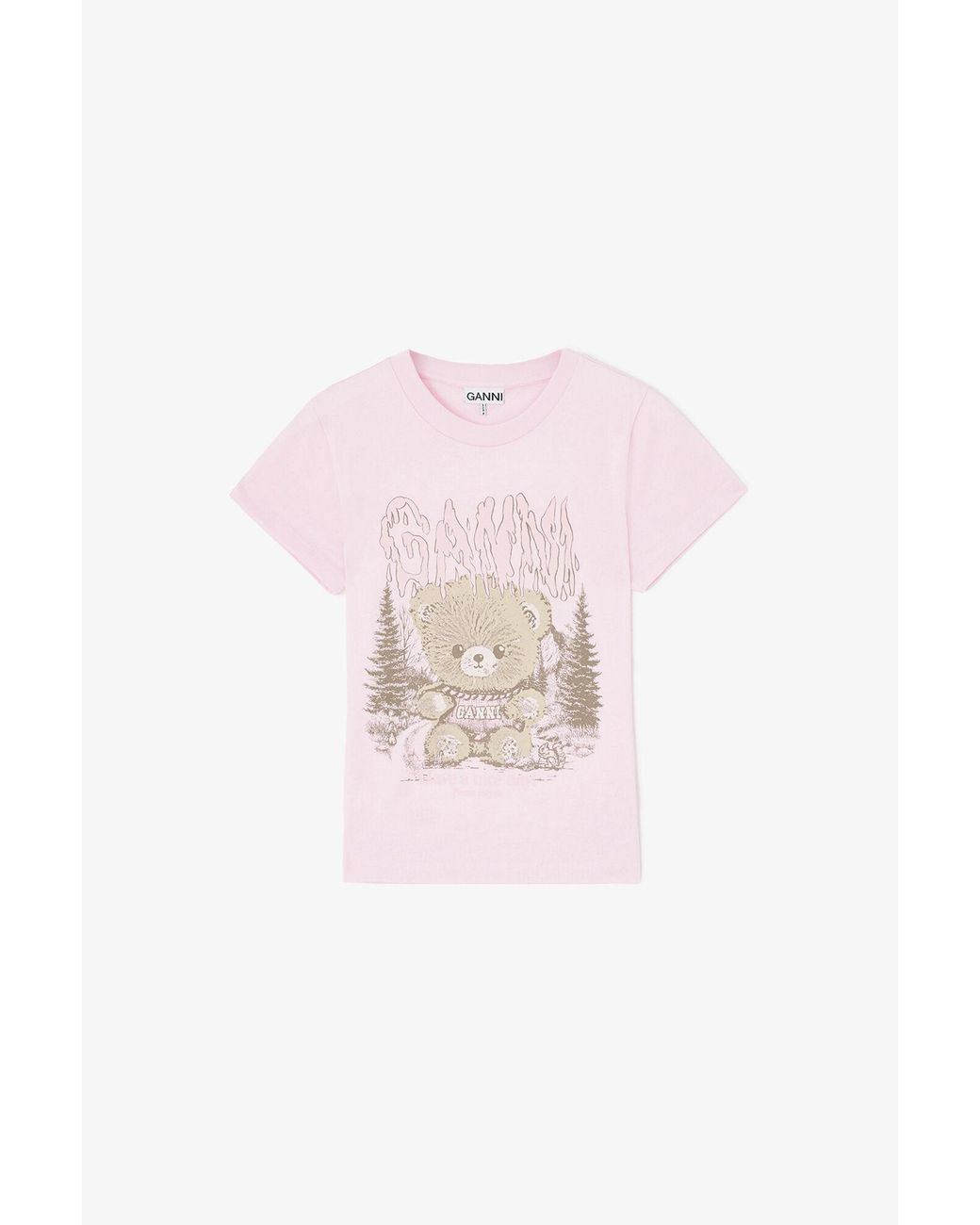 Ganni Multicolor Baby Fit T-Shirt With Forest Teddy