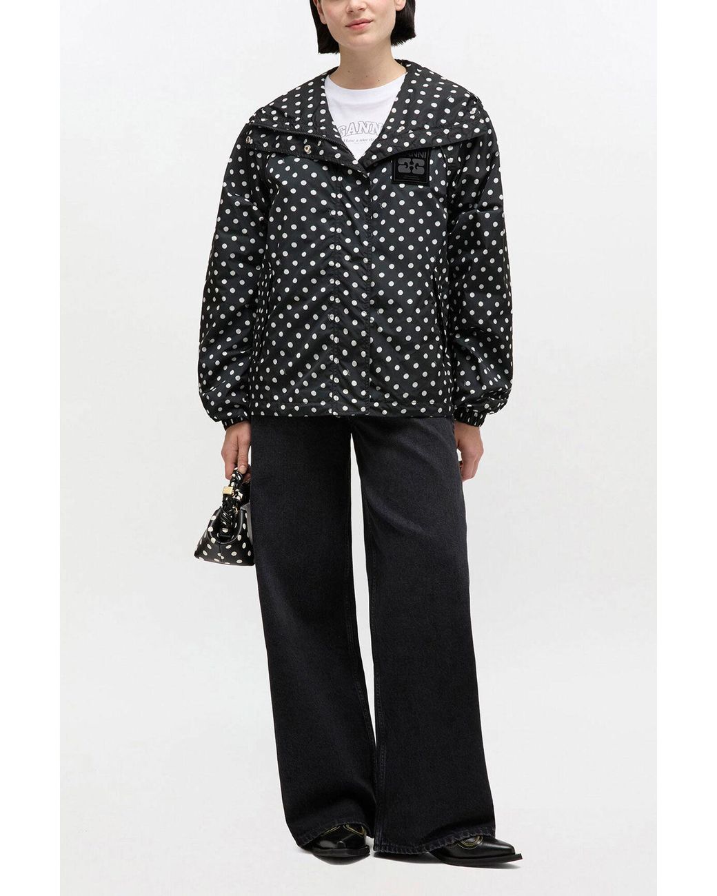 Ganni Black Printed Nylon Jacket