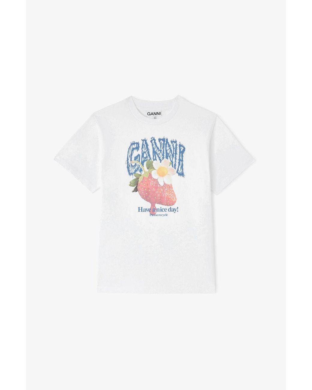 Ganni White T-Shirt With Strawberry