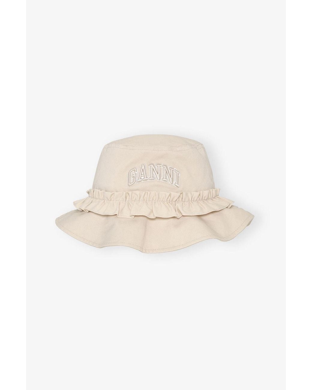 Ganni Multicolor Ivory Canvas Bucket Hat