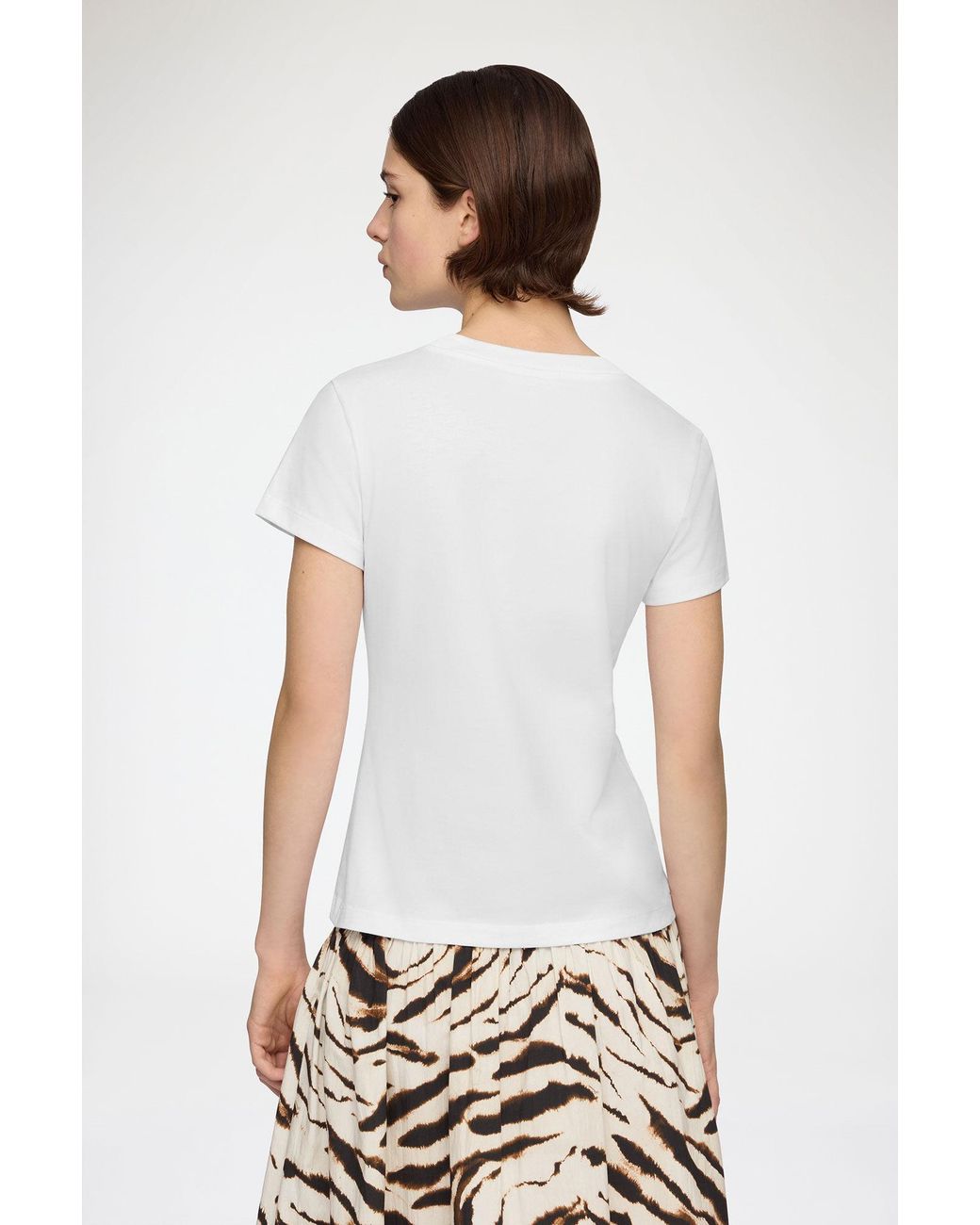 Ganni White Baby Fit T-Shirt With Tiger