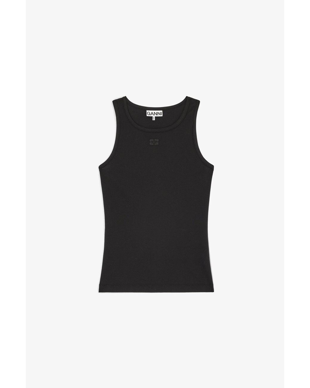Ganni Blue Soft Cotton Rib Tank Top