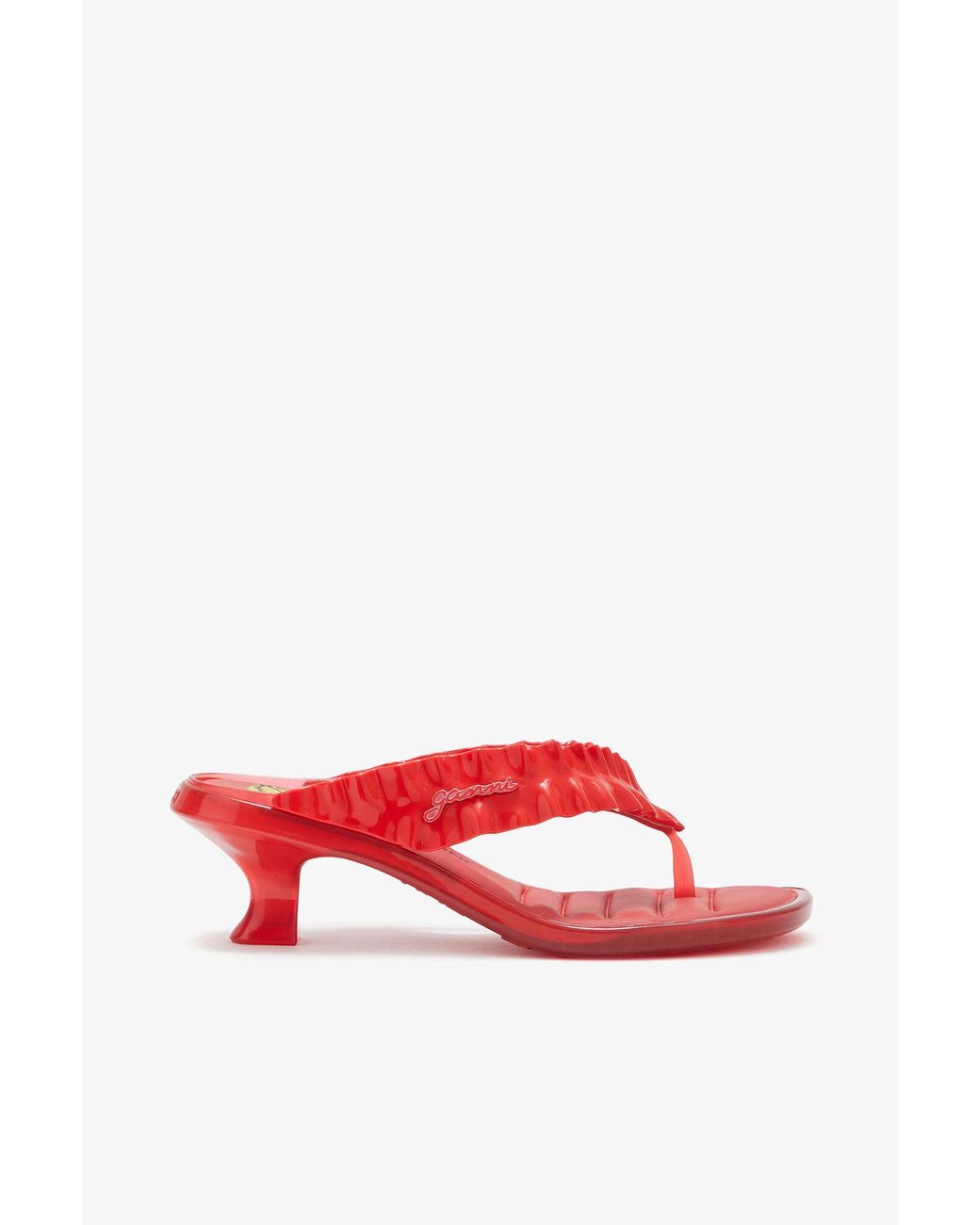 Ganni Red Melissa Thong Kitten Heel